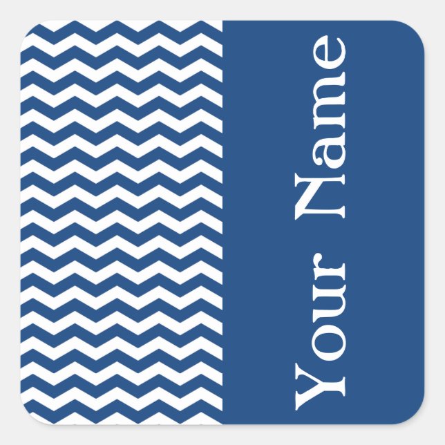 Mykonos Blue Wave Chevron with name Square Sticker (Front)