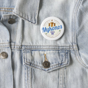 Mykonos Cyclades Islands Greece Vintage Souvenir 6 Cm Round Badge