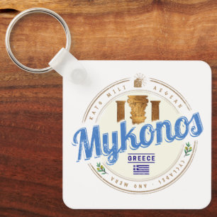 Mykonos Cyclades Islands Greece Vintage Souvenir Key Ring