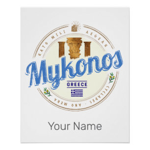 Mykonos Cyclades Islands Greece Vintage Souvenir Poster