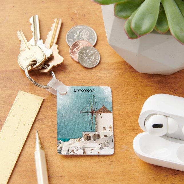 Mykonos Greece Alefkandra Windmill Key Ring (Desk)