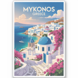 Mykonos Greece Coast Travel Art Vintage