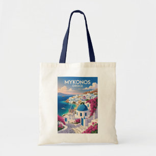 Mykonos Greece Coast Travel Art Vintage Tote Bag