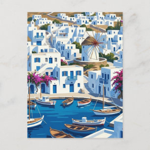 Mykonos Greece Cyclades Travel Street Postcard