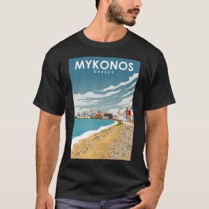 Mykonos Greece Daytime Scenic Travel Poster T-Shirt
