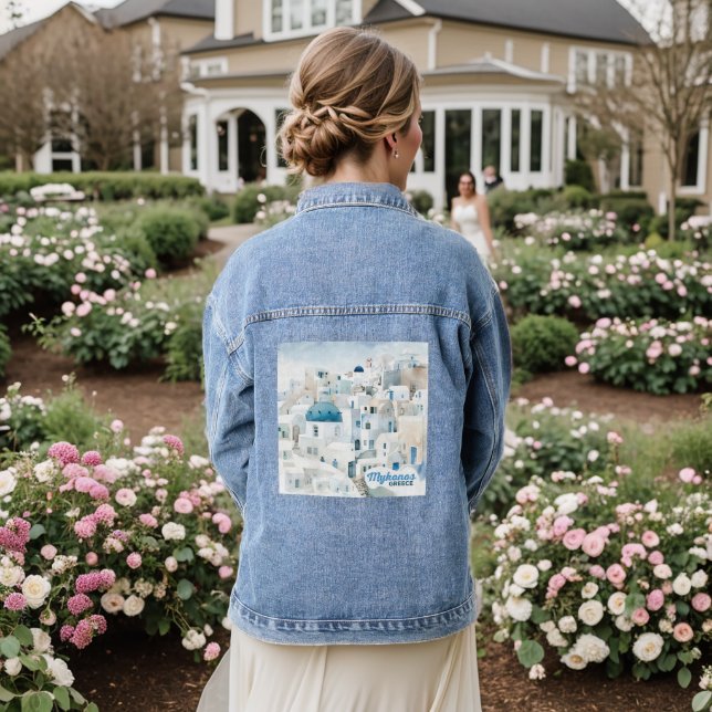 Mykonos Greece Denim Jacket (Wedding Back)