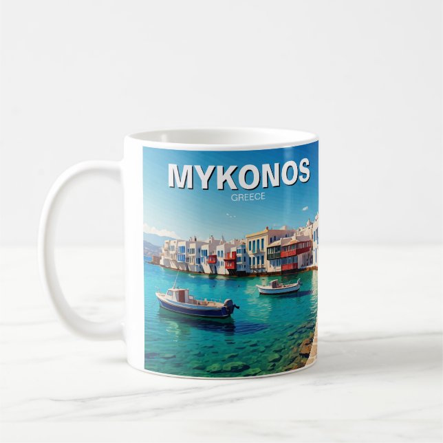Mykonos Greece Greek Islands boats Coffee Mug (Left)