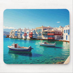 Mykonos Greece Greek Islands boats Mouse Pad