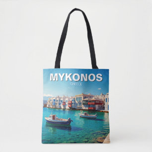 Mykonos Greece Greek Islands boats Tote Bag