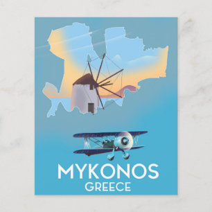 Mykonos Greece Map travel poster