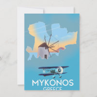 Mykonos Greece Map travel poster