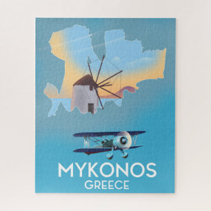 Mykonos Greece Map travel poster Jigsaw Puzzle