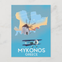 Mykonos Greece Map travel poster