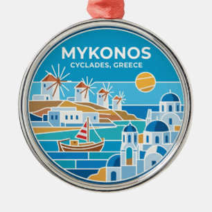 Mykonos Greece Metal Ornament