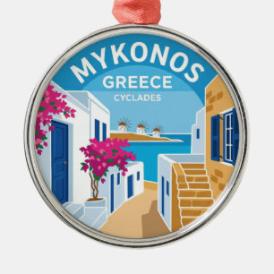 Mykonos Greece Metal Ornament