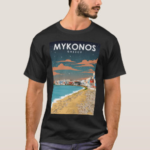 Mykonos Greece Night Sky Travel Poster T-Shirt