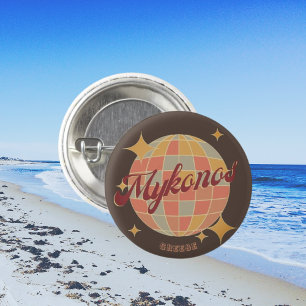 Mykonos Greece retro gift idea souvenir  3 Cm Round Badge