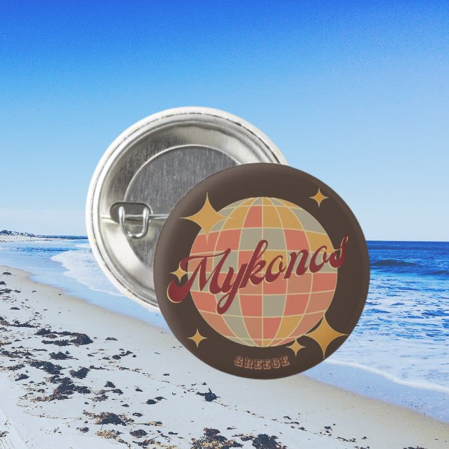 Mykonos Greece retro gift idea souvenir  3 Cm Round Badge (Creator Uploaded)