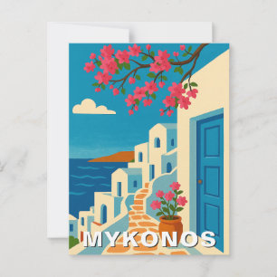 Mykonos Greece Summer Vintage Travel Postcard