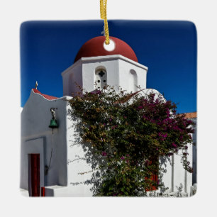 Mykonos Greece Travel - Church Cafe Europe Tourism Ceramic Ornament