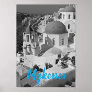 Mykonos Greece Travel - Church Cafe Europe Tourism Poster