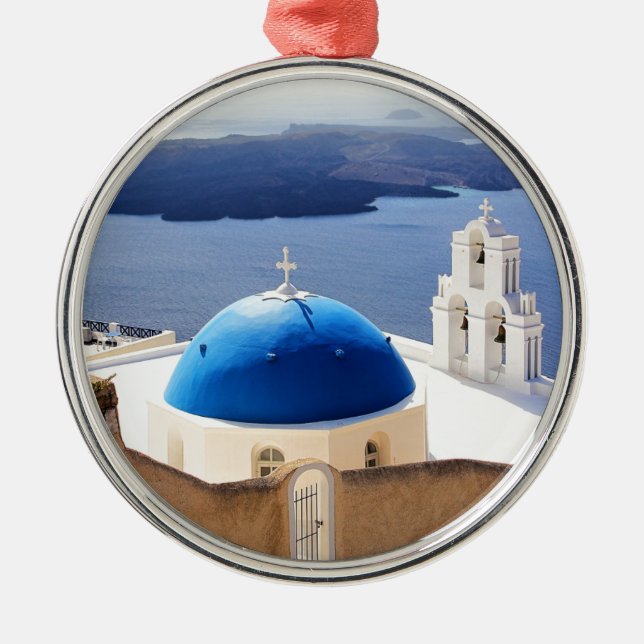 Mykonos Greece Travel Europe Tourism Santorini Metal Ornament (Front)