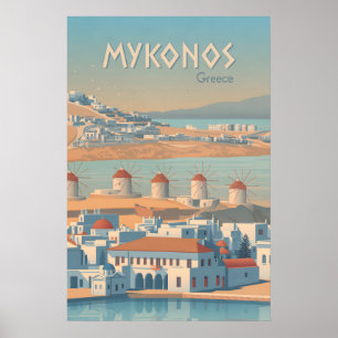 Mykonos Greece Travel Poster