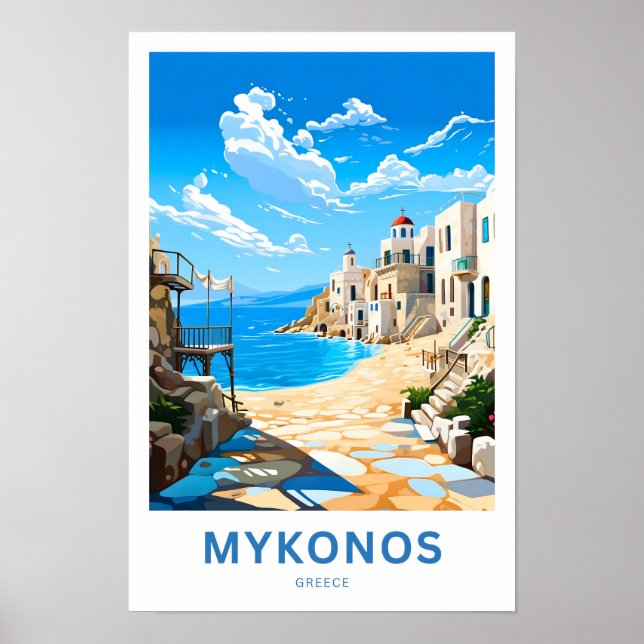 Mykonos Greece Travel Print (Front)