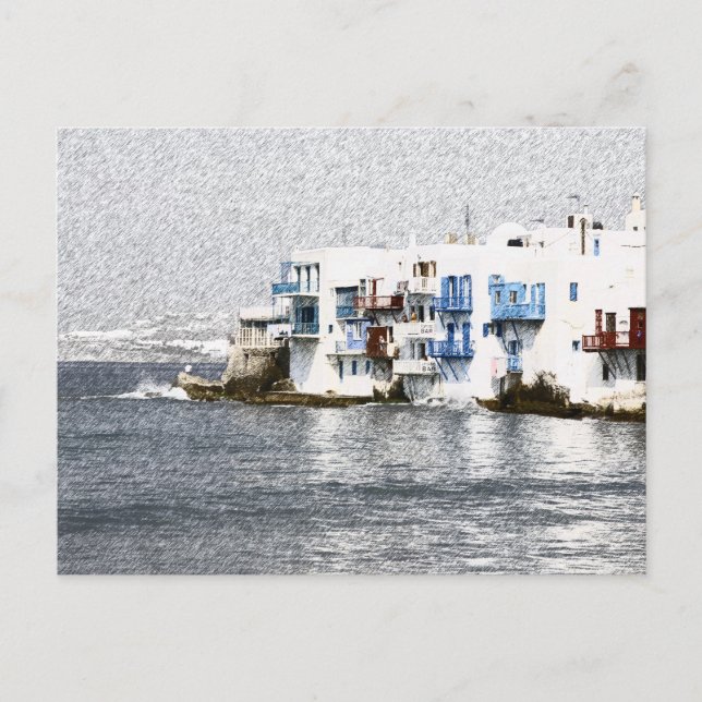 Mykonos, Greece waterfront buildings Postcard (Front)