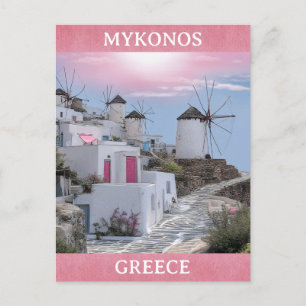 Mykonos Greece Windmill Greek Islands Travel Postcard
