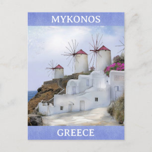 Mykonos Greece Windmill Greek Islands Travel Postcard