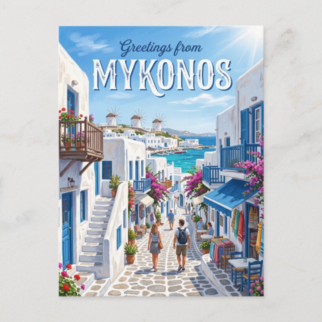 Mykonos Old Town (Chora) Greece Postcard (Front)