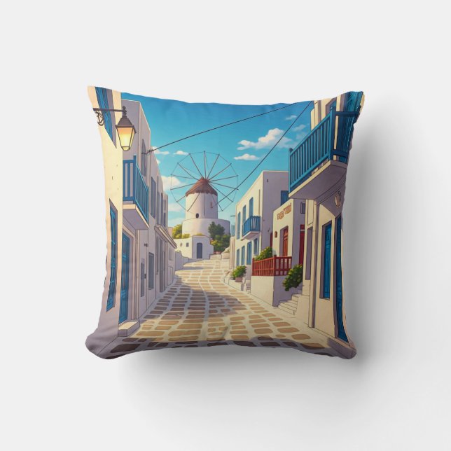Mykonos Path Greece Cyclades Travel Cushion (Front)