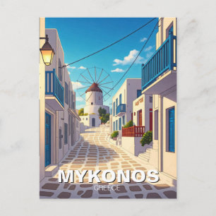 Mykonos Path Greece Cyclades Travel Postcard