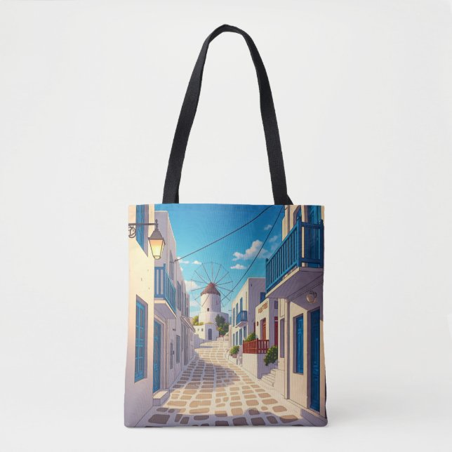 Mykonos Path Greece Cyclades Travel Tote Bag (Front)