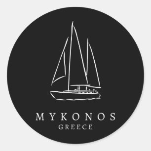 Mykonos Sailing Boating Vacation Holiday Greece Gr Classic Round Sticker