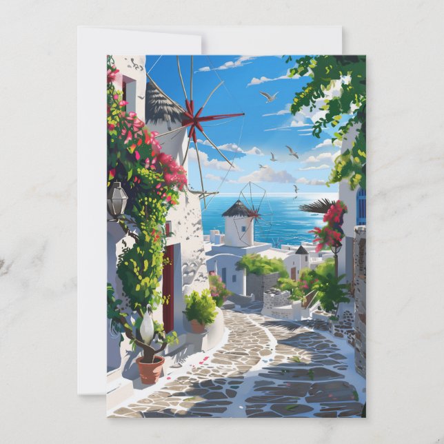 Mykonos Sea View Street Invitation (Front)