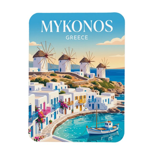Mykonos Town Greece Magnet (Vertical)