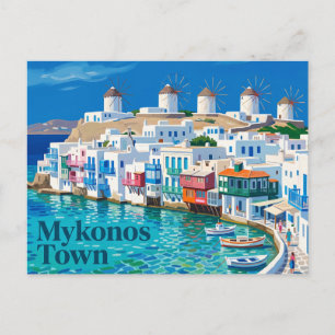 Mykonos Town Greece Postcard