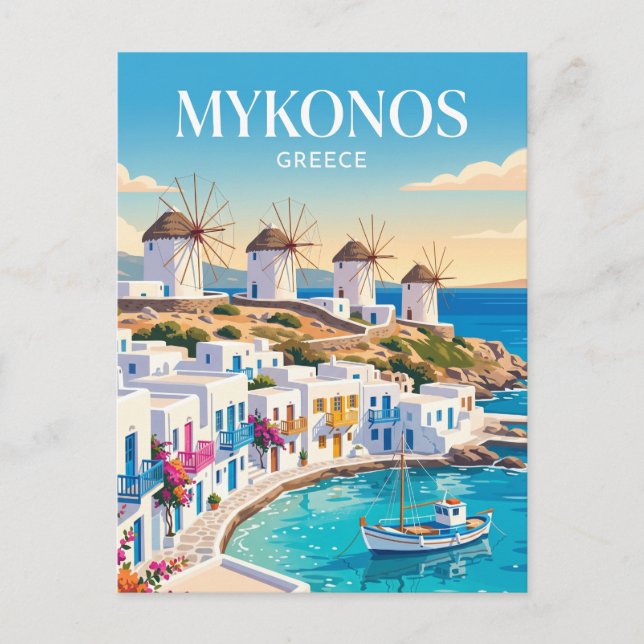 Mykonos Town Greece Postcard (Front)