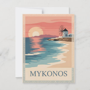 Mykonos vintage minimalistic  postcard