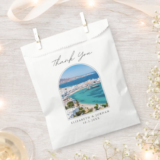 Mykonos Wedding Favour Greece Photo Thank You Bag (Clipped)