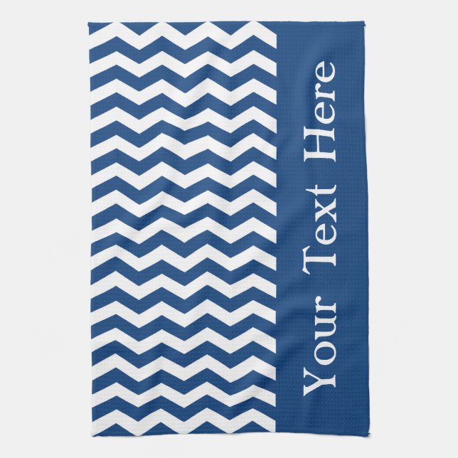Mykynos Blue Wave Chevron customisable Tea Towel (Vertical)
