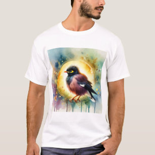 Myna Bird in a Serene Watercolor Environment 10072 T-Shirt