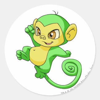 Mynci Green Classic Round Sticker