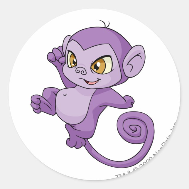 Mynci Purple Classic Round Sticker (Front)