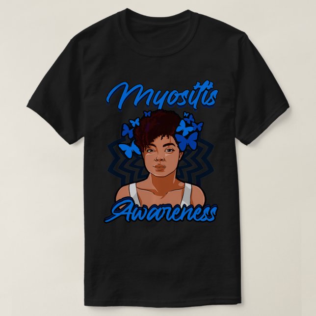 Myositis Awareness Dermatomyositis Related Blue Ri T-Shirt (Design Front)