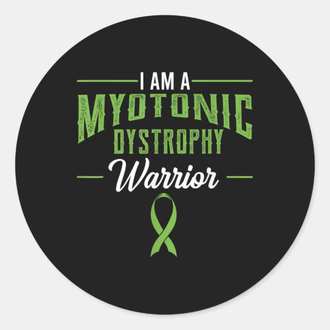 Myotonic Dystrophy Warrior Dm Awareness Ribbon Classic Round Sticker (Front)