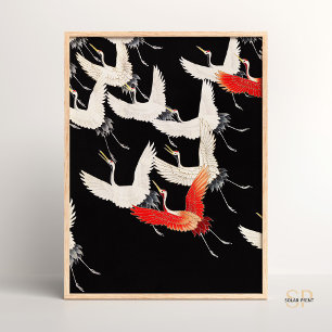 Myriad of Flying Cranes on Furisode Japanese Art  Poster