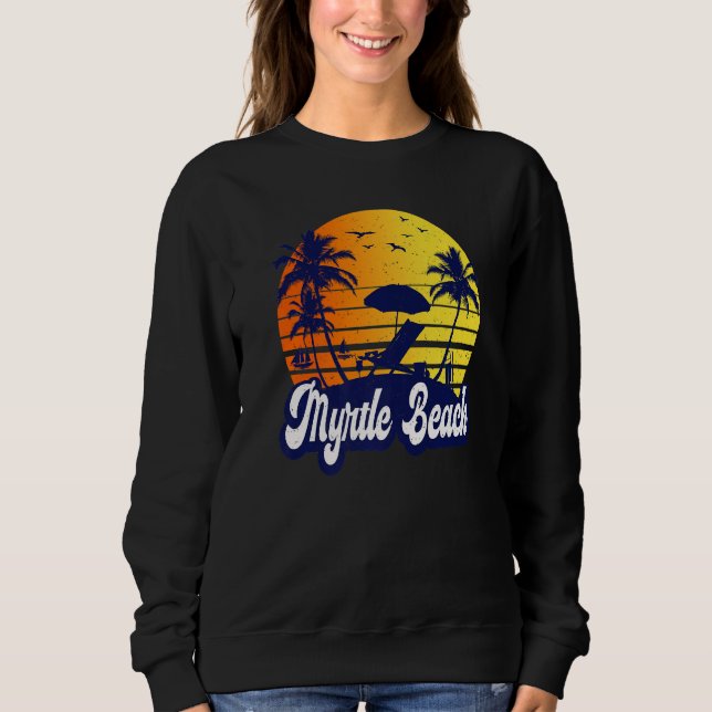 Myrtle Beach Carolina Sunset Beach Retro Premium Sweatshirt (Front)